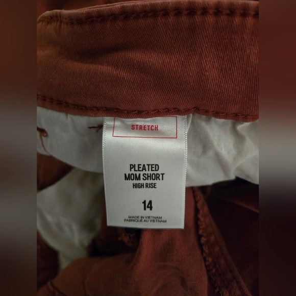 Express Orange Pleated Mom Short High-Rise Cuffed Chino Shorts Women's Size 14 - Picture 5 of 5